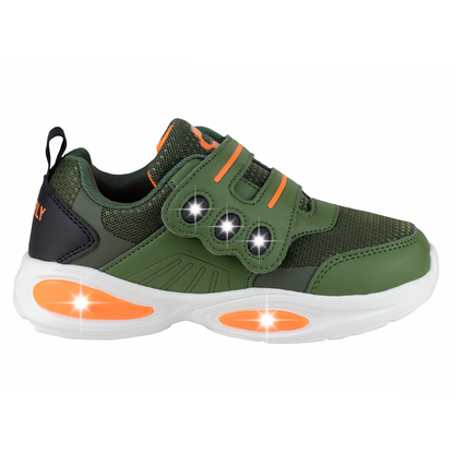 Tenis Con Luces Para Niño Charly 1079231 Olivo Naranja