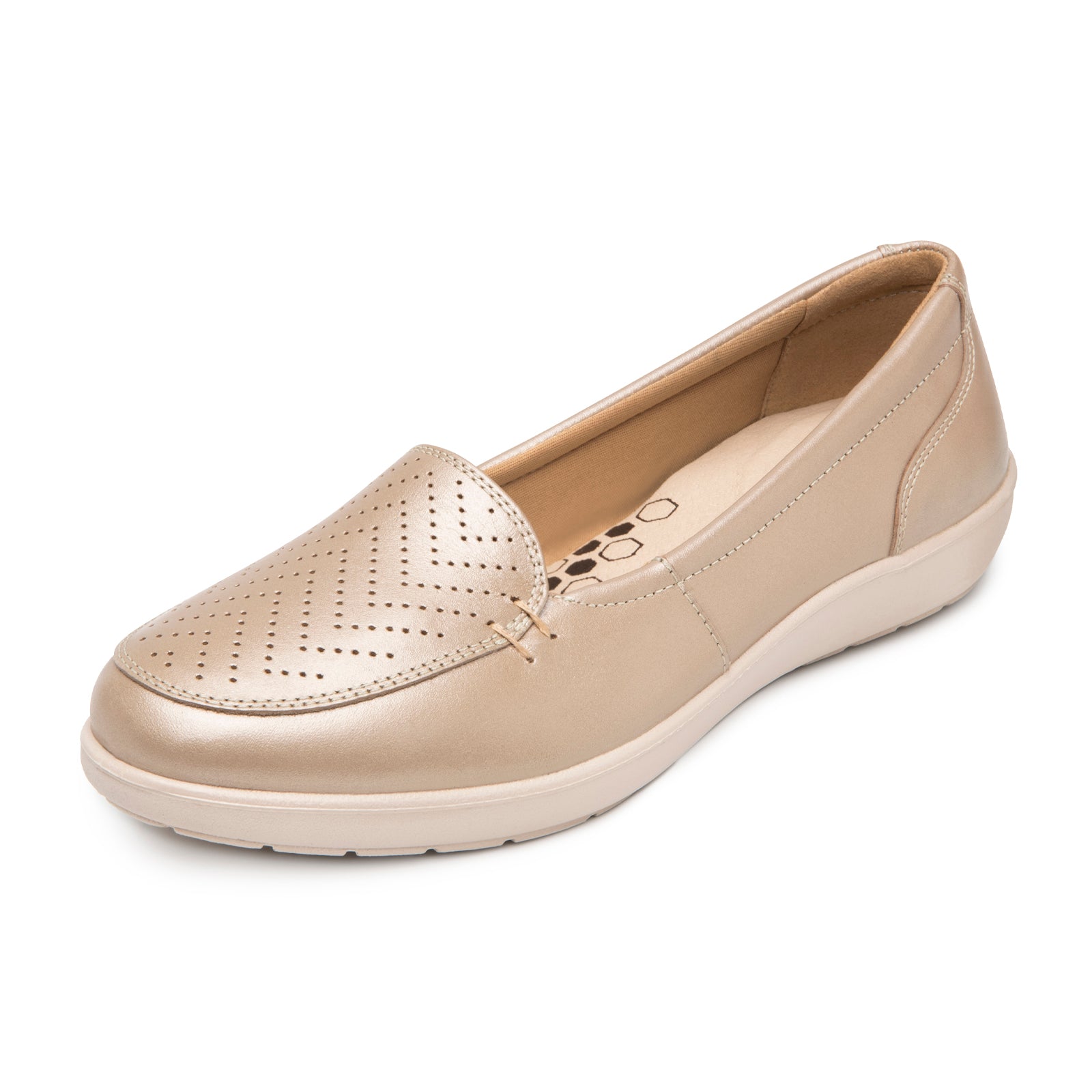 Zapato Mocasín Clásico Confort Casual Para Dama Flexi 101912 Dorado
