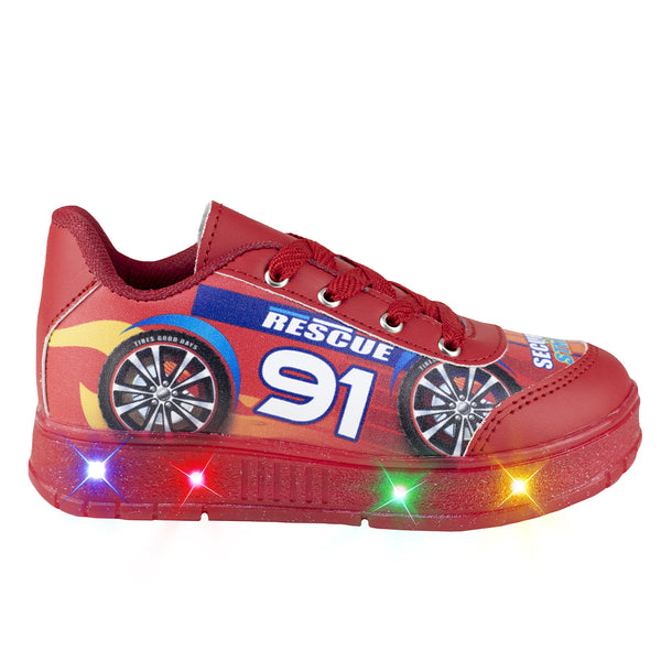 Tenis Con Luces Niño Kids Shoes 205 Rojo Carrito