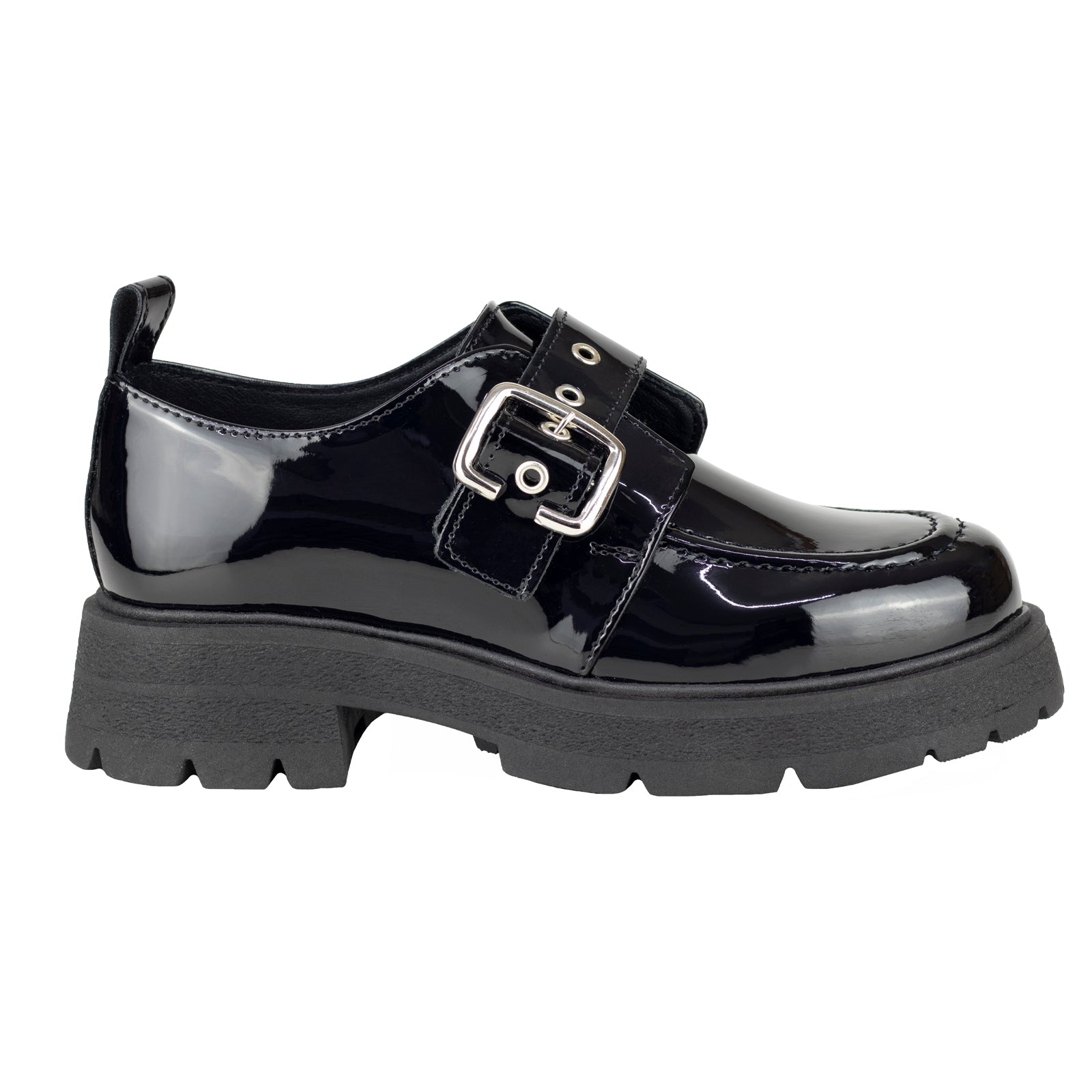 Zapato Escolar Tipo Chunky Para Niña Chabelo C200-B Charol Negro 22-26