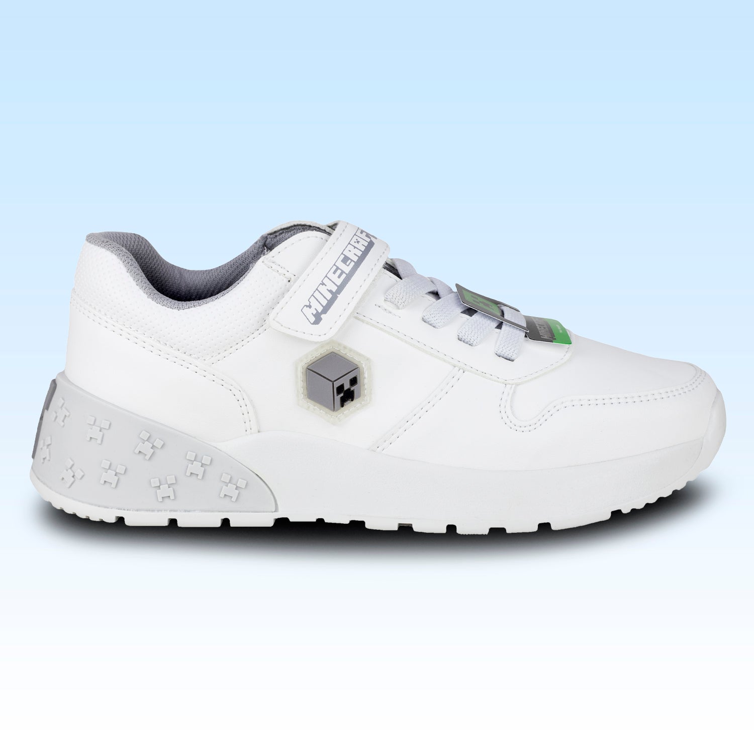 Tenis Choclo Escolar Casual Para Niño Minecraft Yuyin MI5220 Blanco