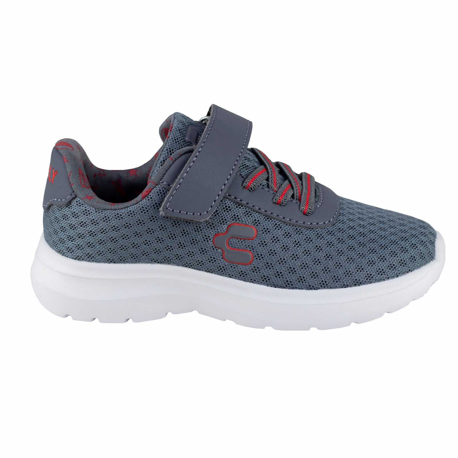 Tenis Running Casual Para Niño Charly Kids 1065378 Gris Rojo