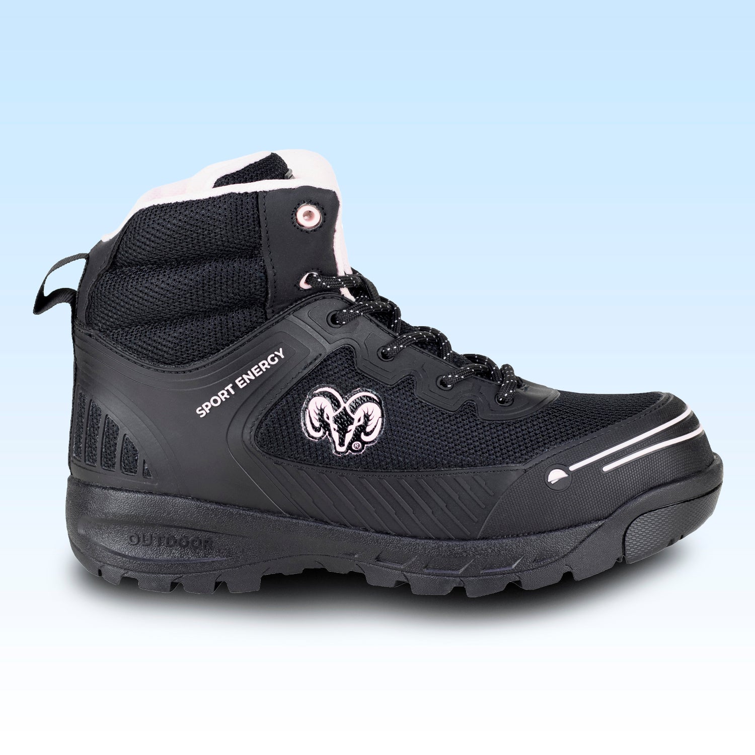 Bota Industrial Casquillo Poliamida Para Dama New Ram 9619DA Negro Rosa