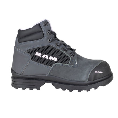 Bota Industrial Casco de Acero Para Mujer New Ram 9403 Gris Negro Lila