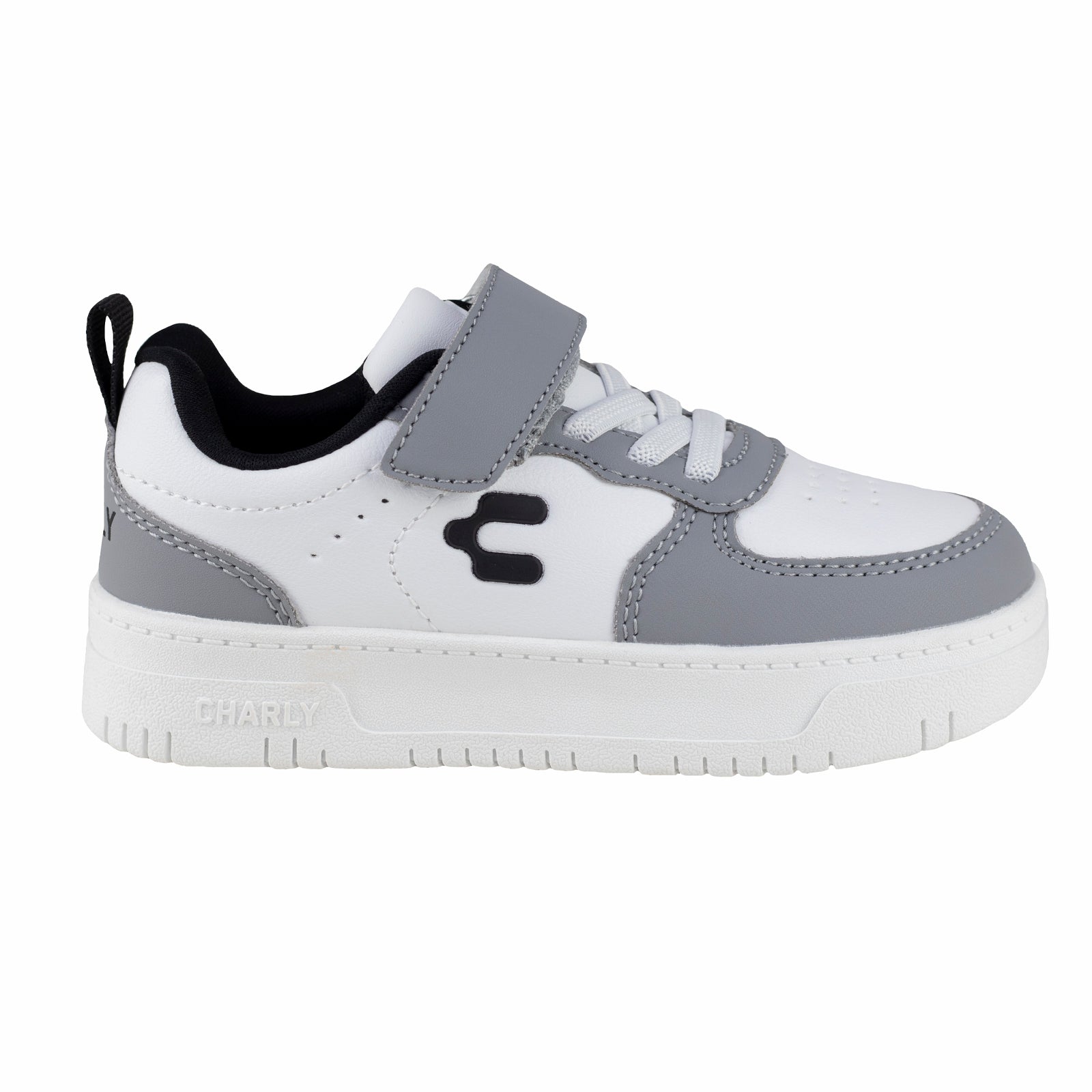 Tenis Choclo Casual Para niño Charly 1065383 Blanco Gris