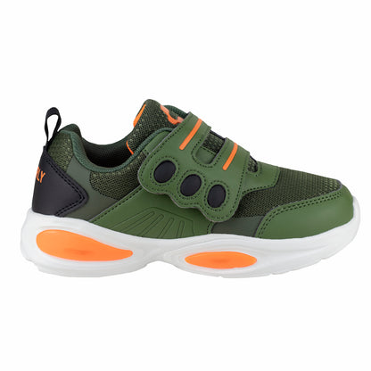 Tenis Con Luces Para Niño Charly 1079231 Olivo Naranja