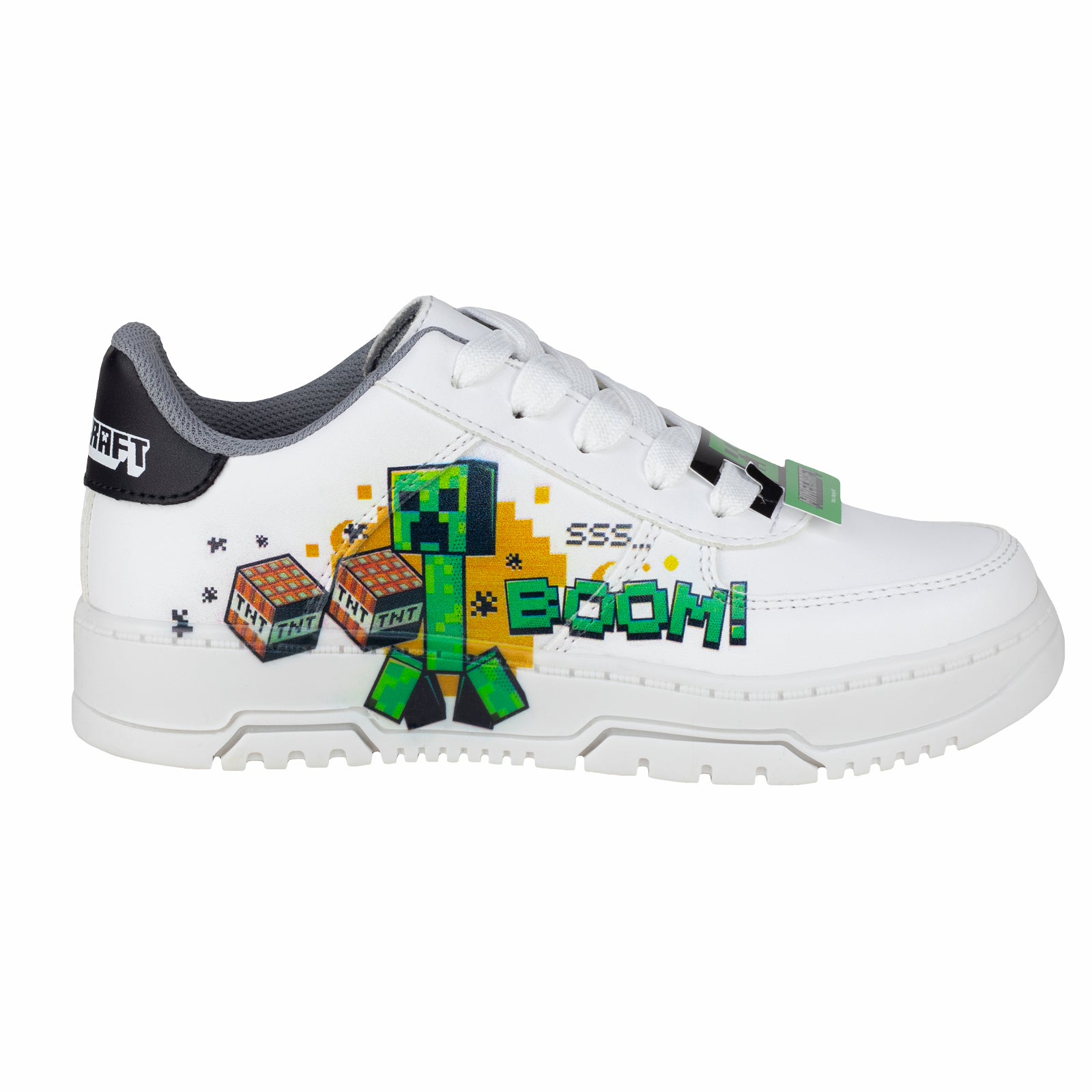 Tenis Escolar Casual Niño Niña Creeper Minecraft Yuyin MI3070 Blanco