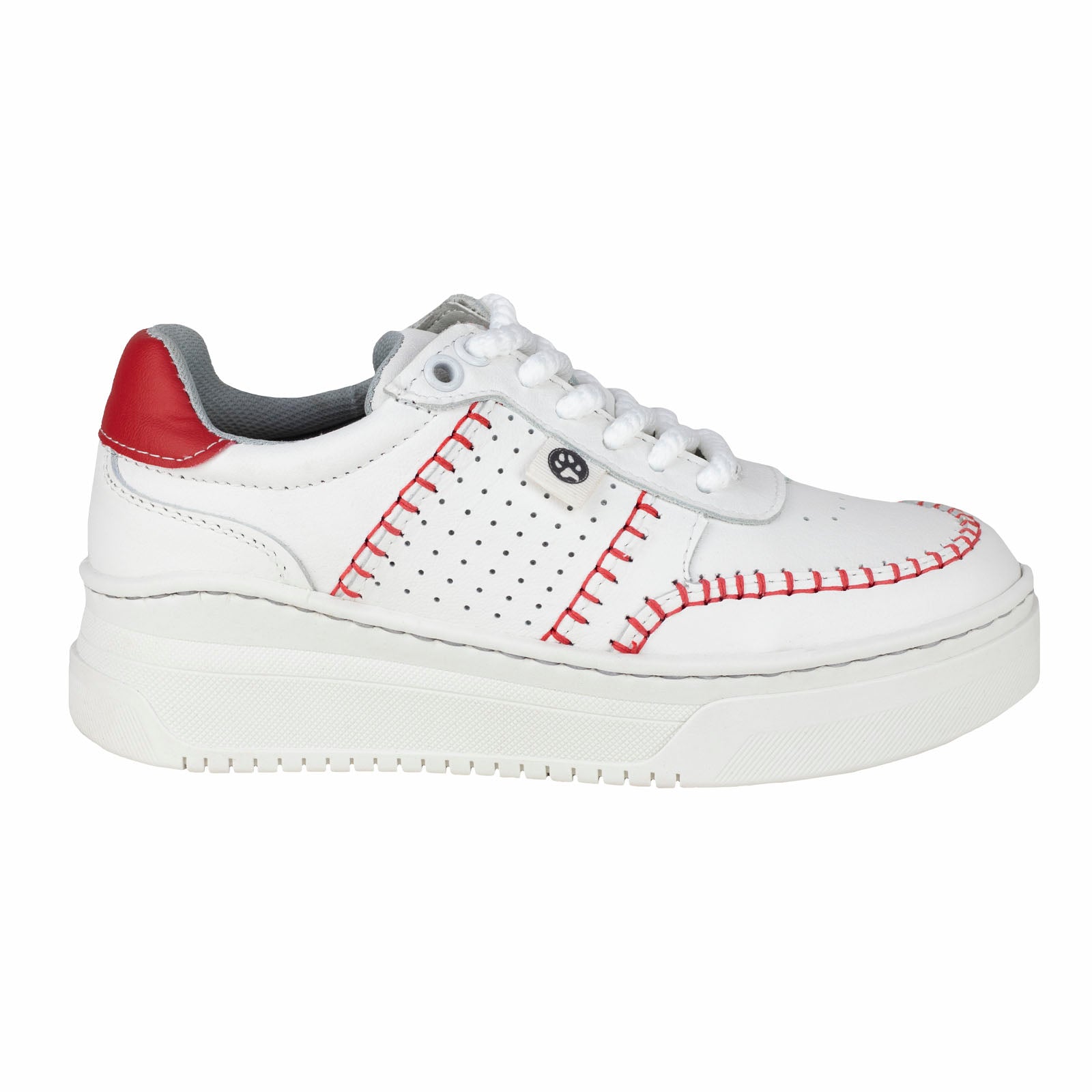 Tenis Tejidos Suela Gruesa Casual Para Dama Lobo Solo 5765DA Blanco Rojo