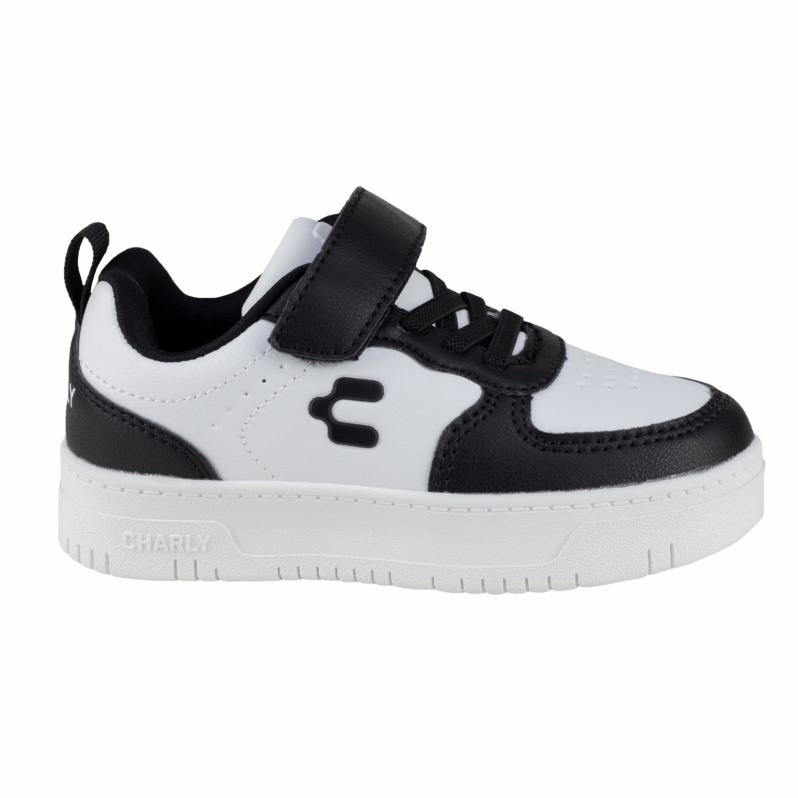 Tenis Choclo Casual Para niño Charly 1065383 Blanco Negro