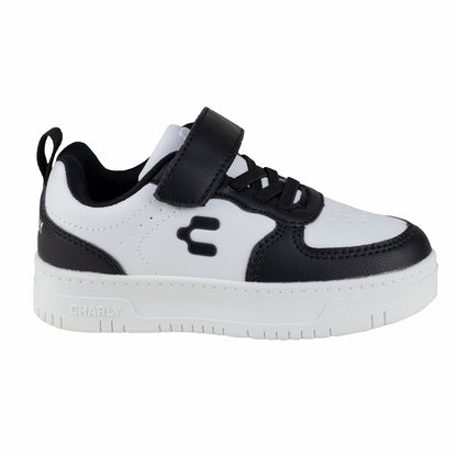 Tenis Choclo Casual Para niño Charly 1065383 Blanco Negro