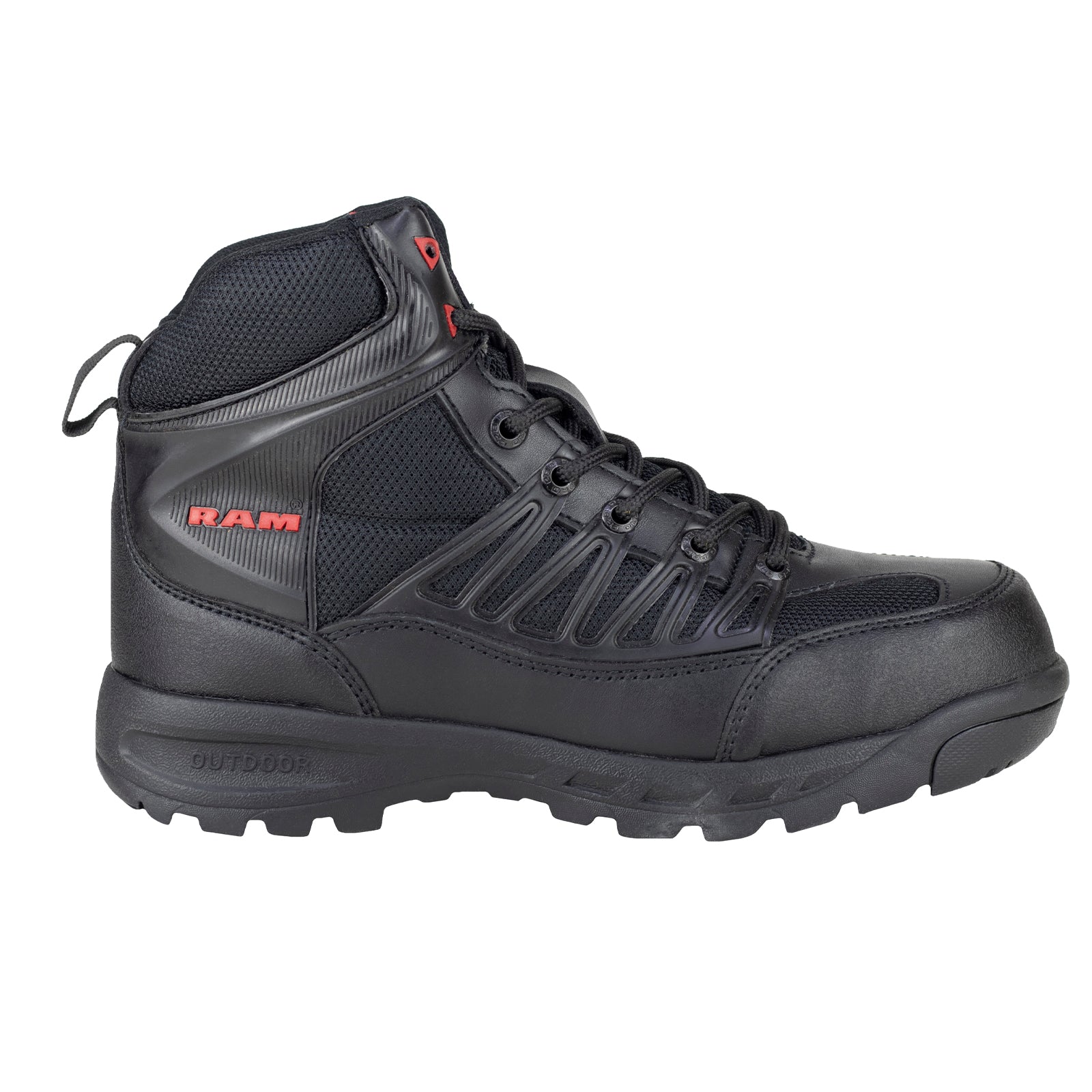 Bota Industrial Casco Acero Para Hombre Marca Ram 9588 Negro Rojo