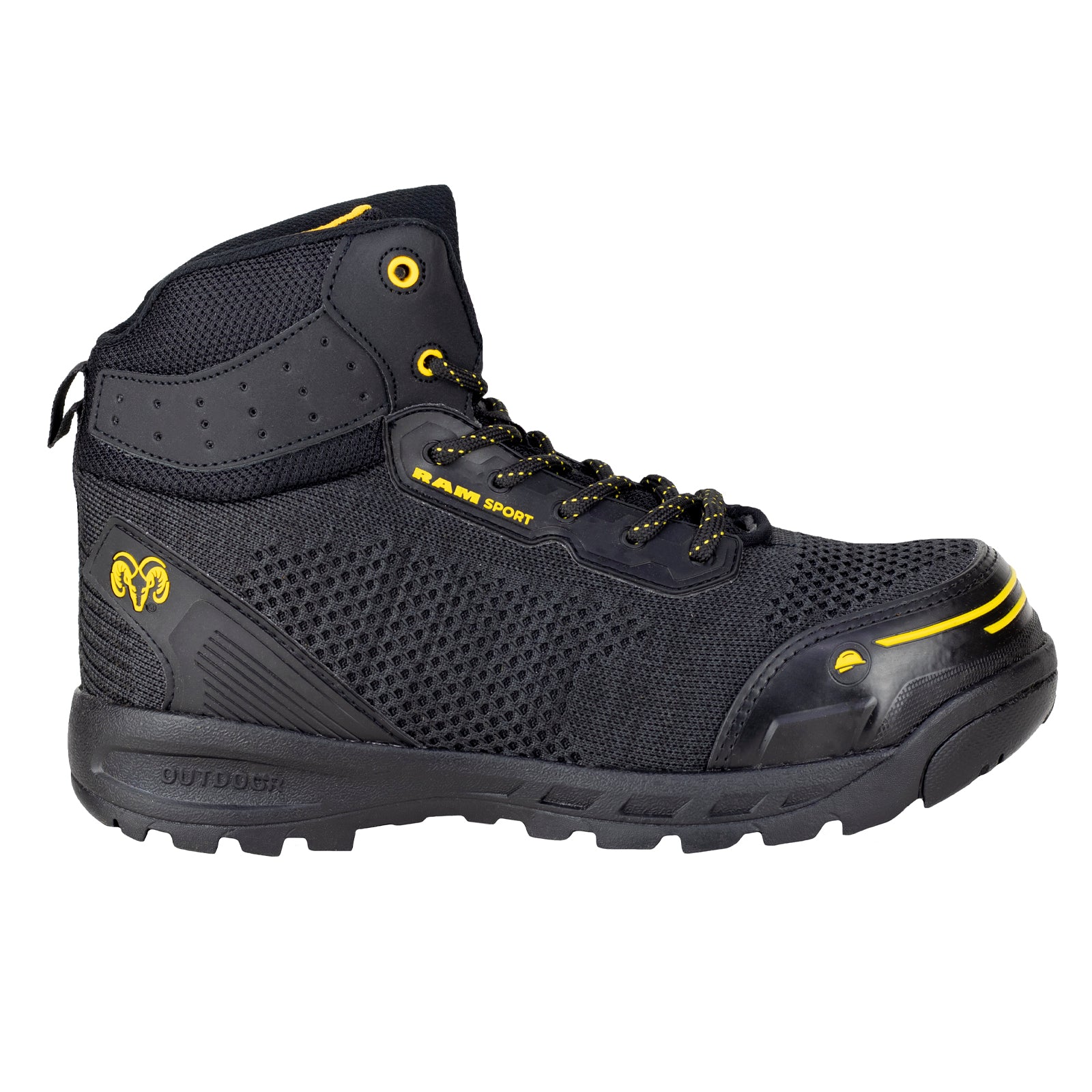 Bota de seguridad Casco Acero Para Caballero New Ram 9544 Negro Amarillo