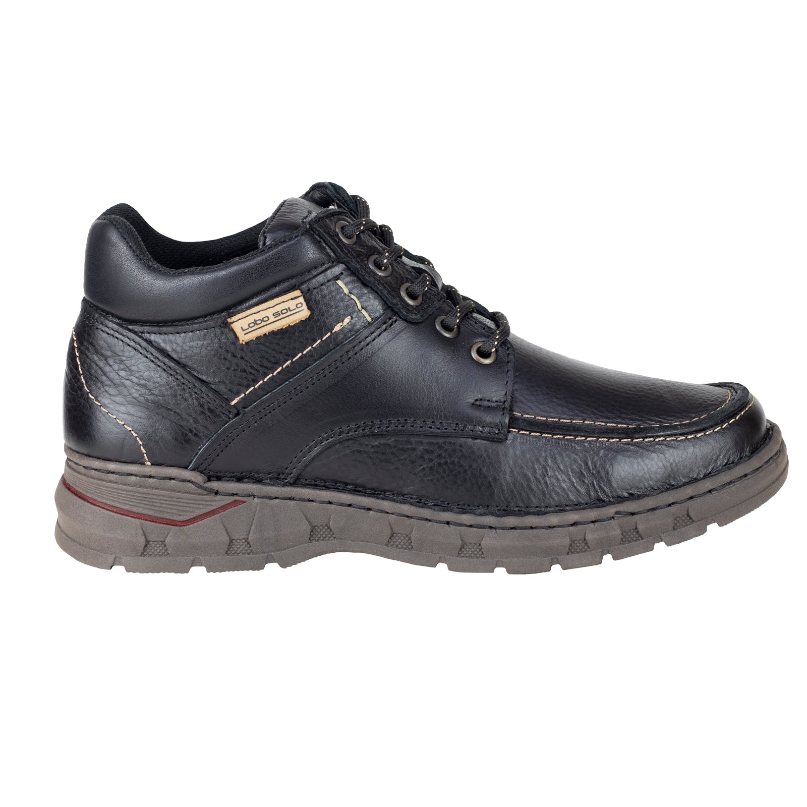 Bota Casual De Piel Tejido a Mano Para Caballero Lobo Solo 9098 Negro