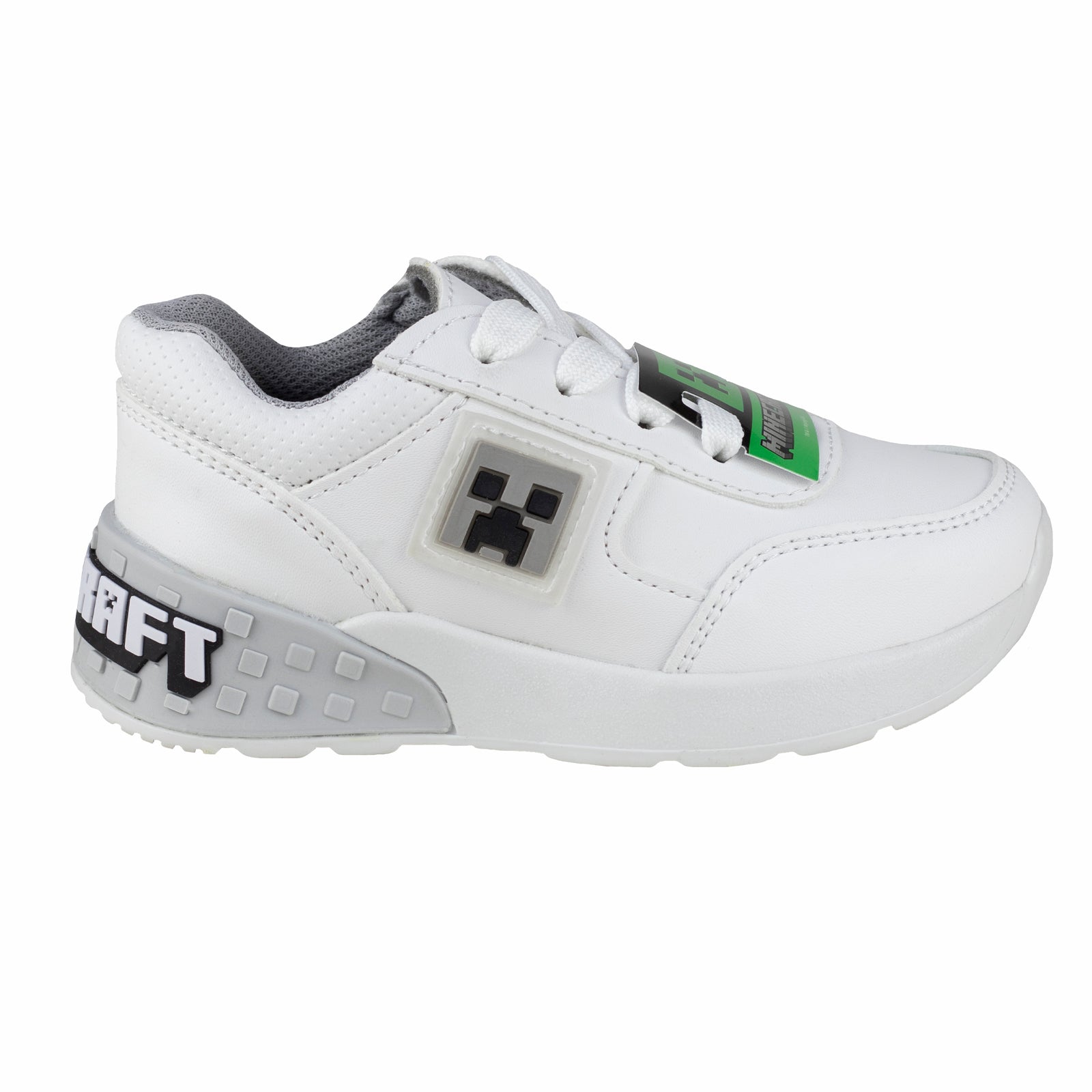 Tenis Choclo Casual Para Niño Creeper Minecraft Yuyin MI3011 Blanco