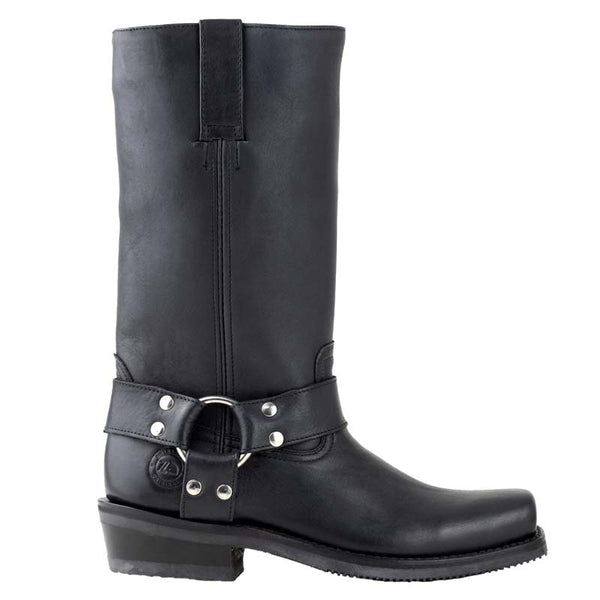 Bota Vaquera Caballero Siete Leguas Biker 1801-N Negro Suela De Cuero