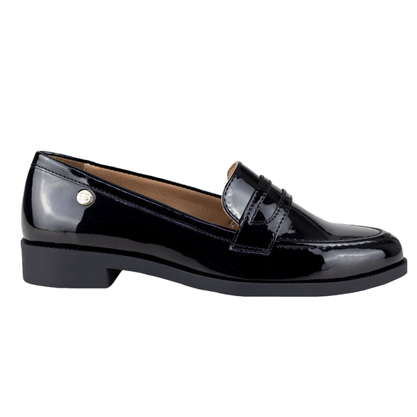 Mocasín Clásico Dama Salamandra 8602 Negro Charol