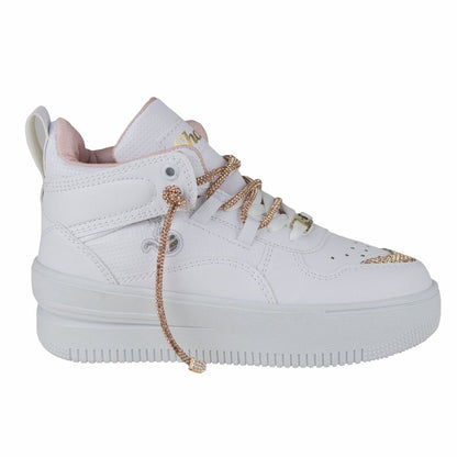 Tenis Urbano De Mujer Plataforma Shadow 3003 Blanco Oro Rosa