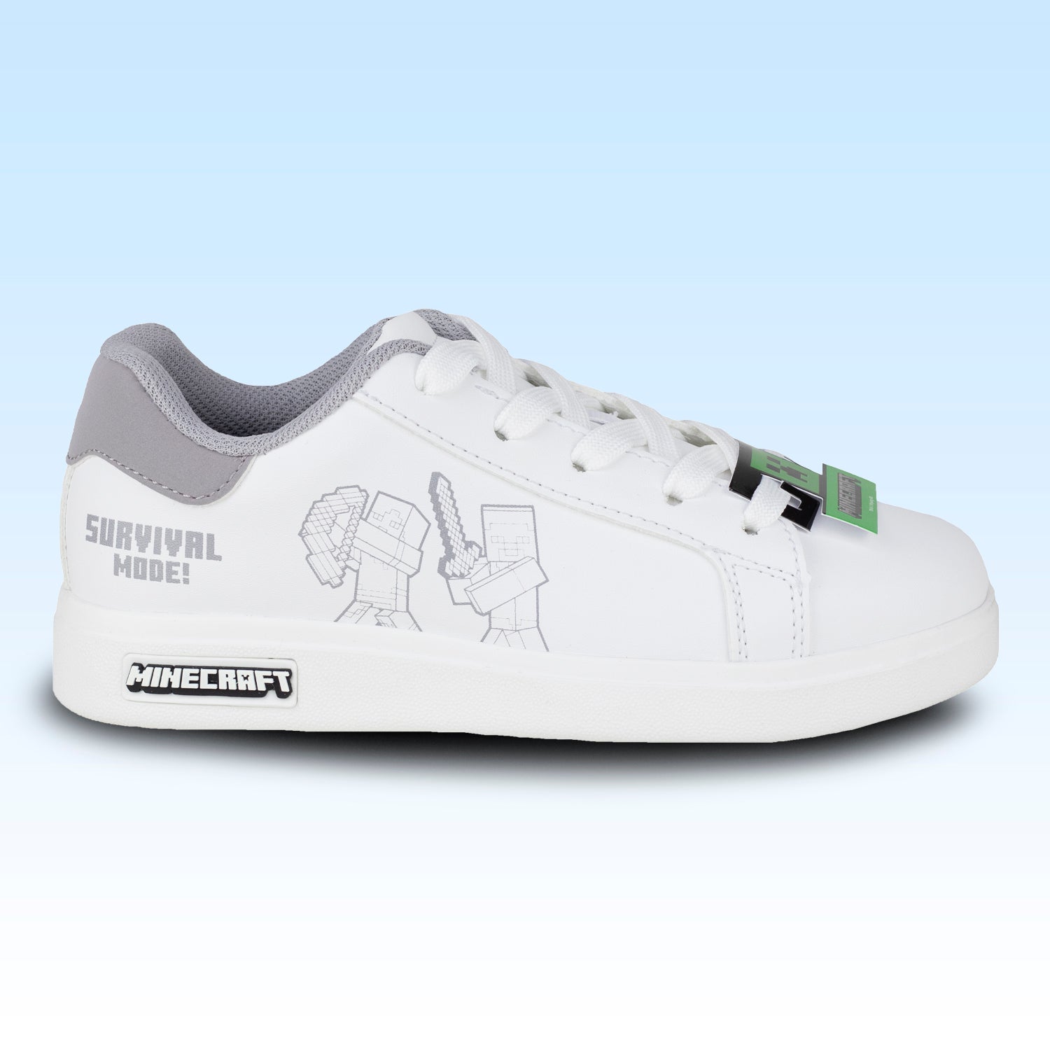 Tenis Choclo Escolar Para Niño Minecraft Creeper Yuyin MI5231 Blanco