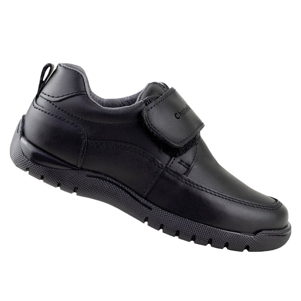 Zapato Escolar Chabelo Niño Velcro C201-A Piel Negro 17-21.5