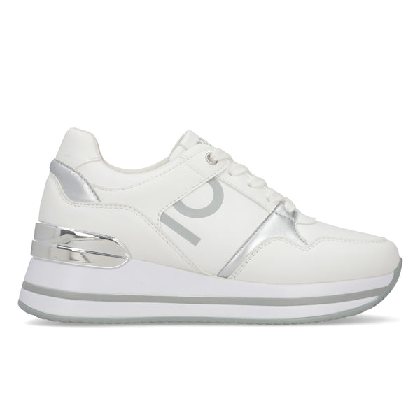 Tenis Sneaker Para Dama Capa de Ozono 616801 Blanco Plata