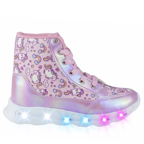 Tenis Bota Con Luces Niña Kids Shoes 300-1 Lila Unicornio