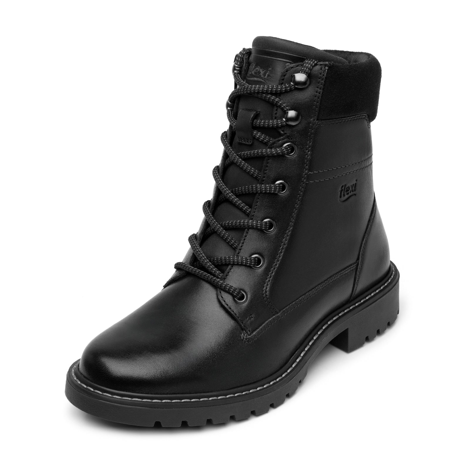 Bota Estilo Militar Con Cierre Lateral Casual Para Dama Flexi 37826 Negro
