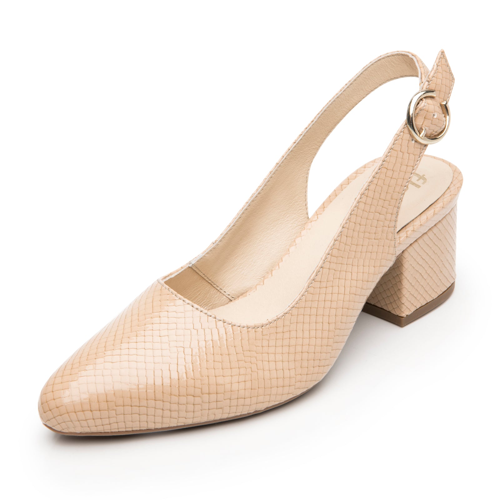 Zapatilla de Punta Tacón Medio Para Mujer Flexi 137503 Beige