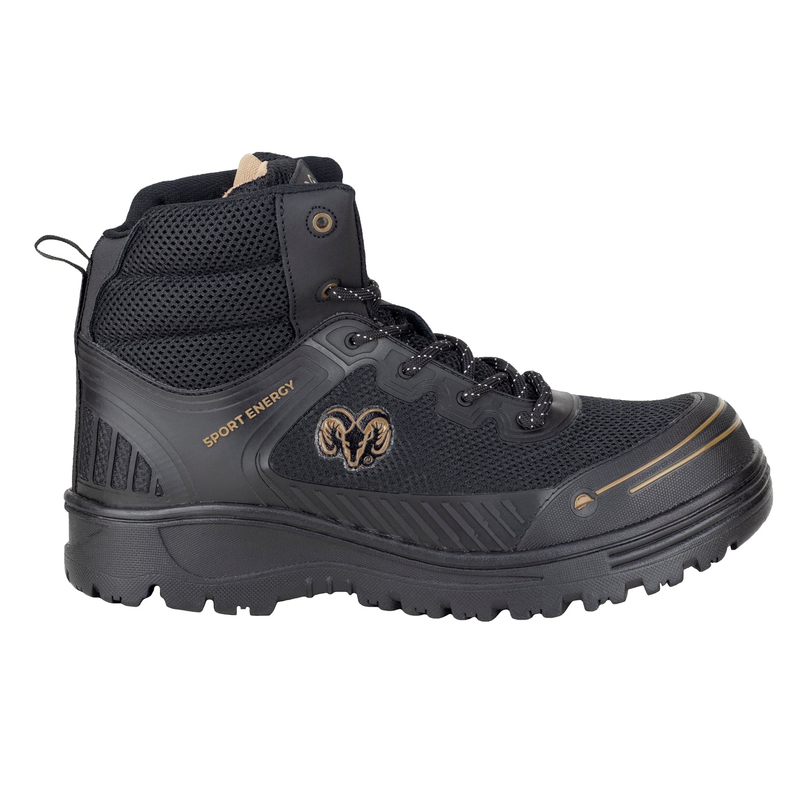 Bota de Seguridad Casco Acero Para Caballero New Ram 9619 Negro Coyote
