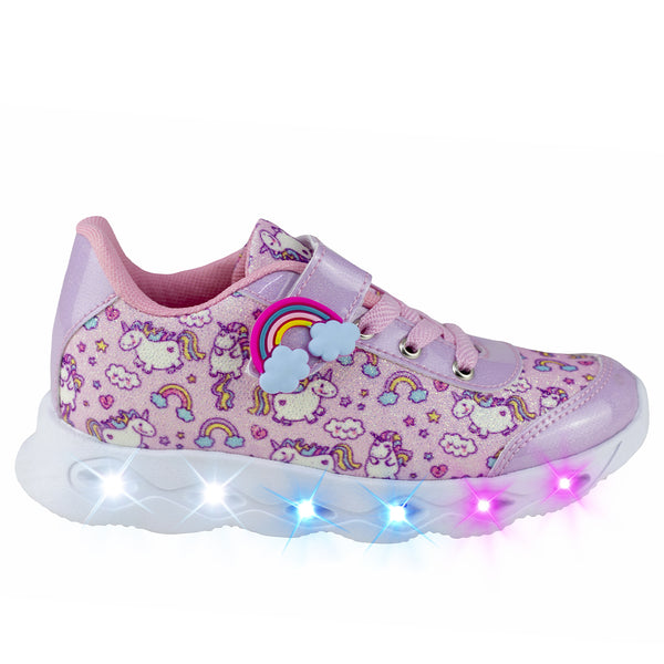 Tenis Con Luces Niña Kids Shoes 202-1 Lila Unicornio