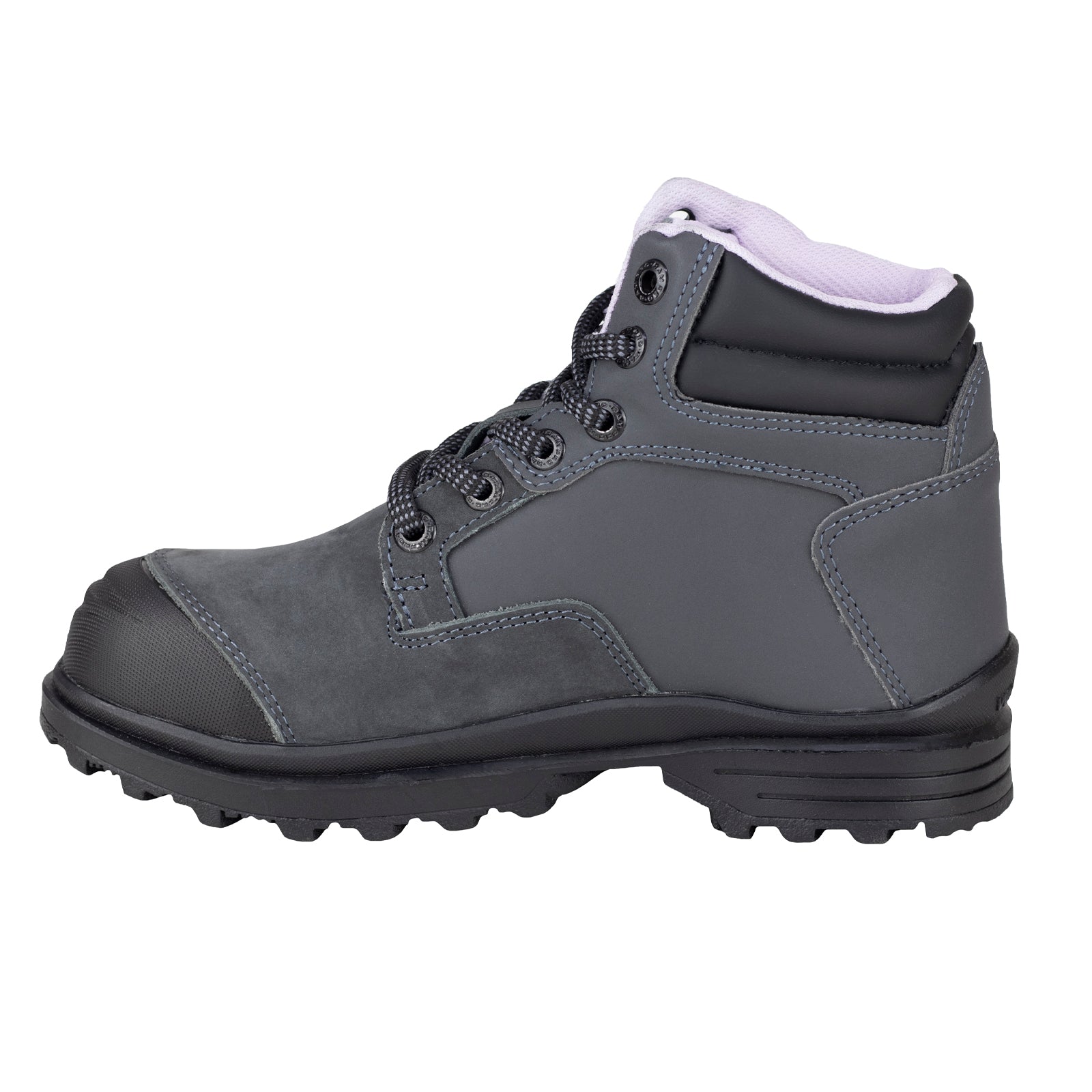 Bota Industrial Casco de Acero Para Mujer New Ram 9403 Gris Negro Lila