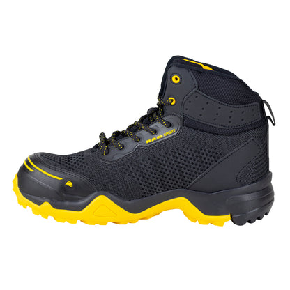 Bota Seguridad Casco Acero Para Caballero New Ram 9544 Negro Suela Amarilla