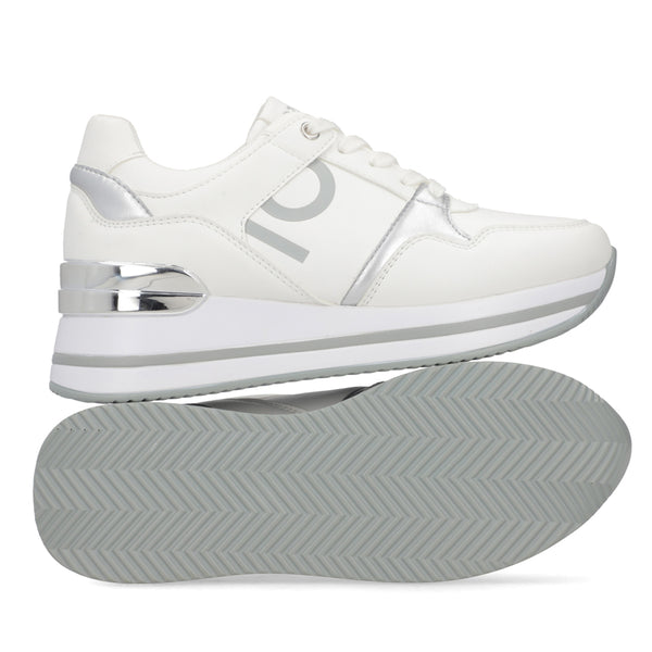 Tenis Sneaker Para Dama Capa de Ozono 616801 Blanco Plata