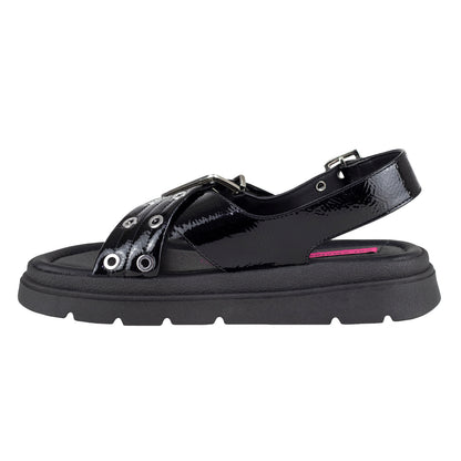 Sandalia De Plataforma Para Dama Salamandra 315-4060-A Charol Negro