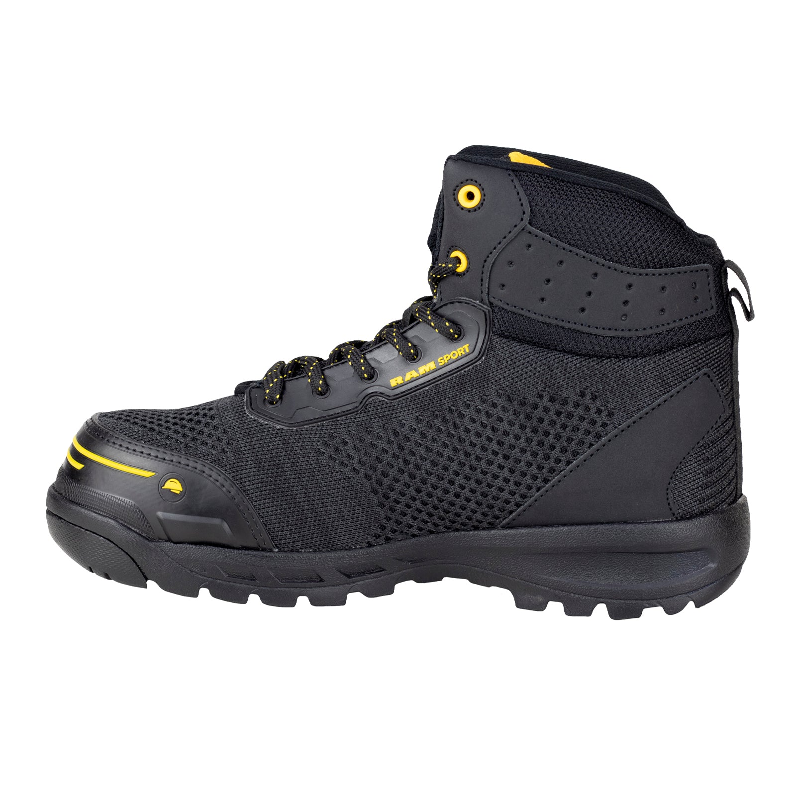 Bota de seguridad Casco Acero Para Caballero New Ram 9544 Negro Amarillo