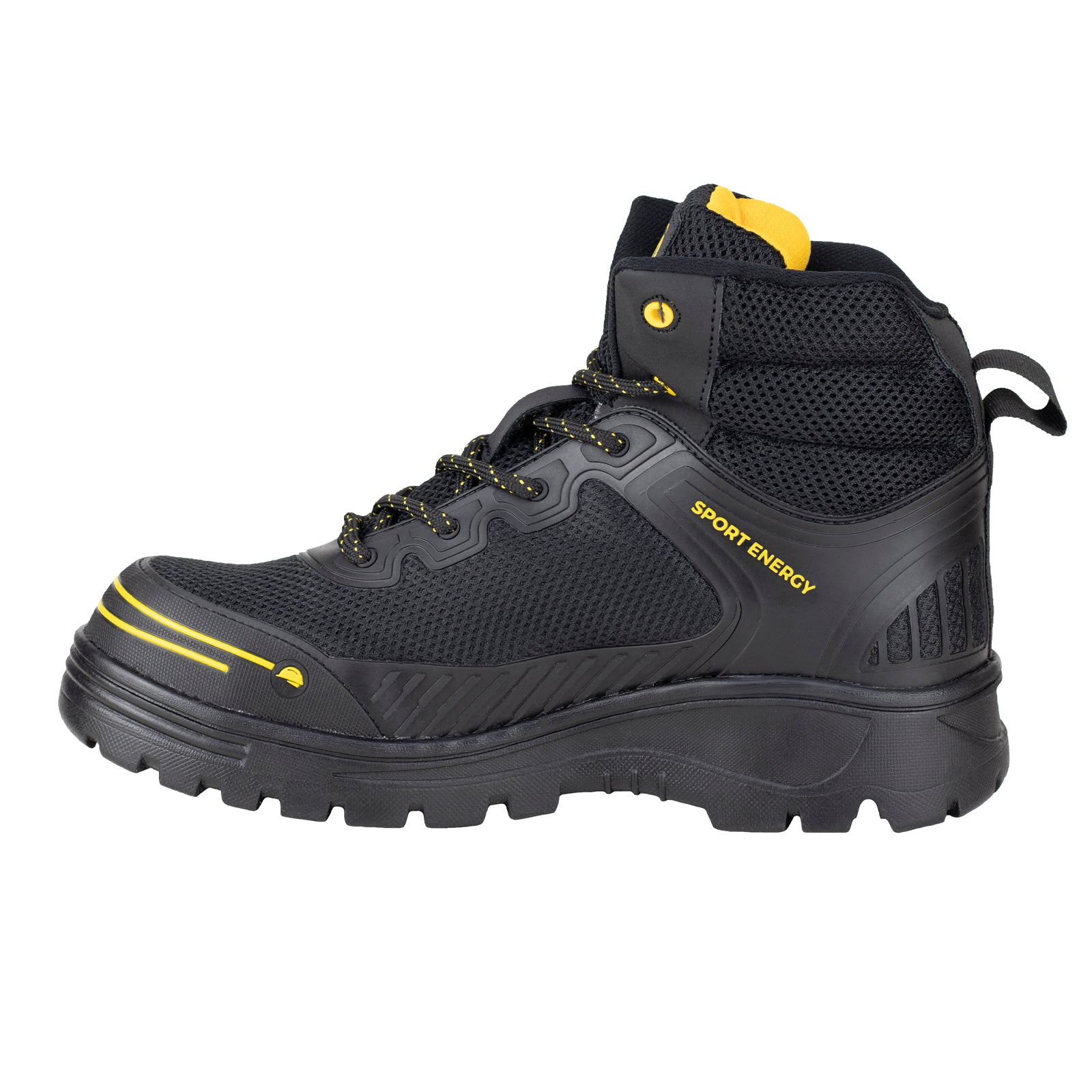 Bota de Seguridad Casco Acero Para Caballero NEW RAM 9619 Negro Amarillo