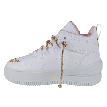 Tenis Urbano De Mujer Plataforma Shadow 3003 Blanco Oro Rosa