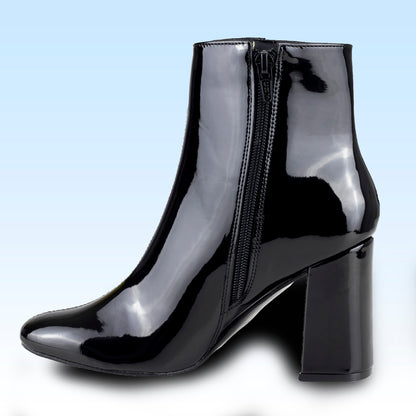 Botín Con Tacón Dama Lady Paulina Lotta 10504 Negro Charol