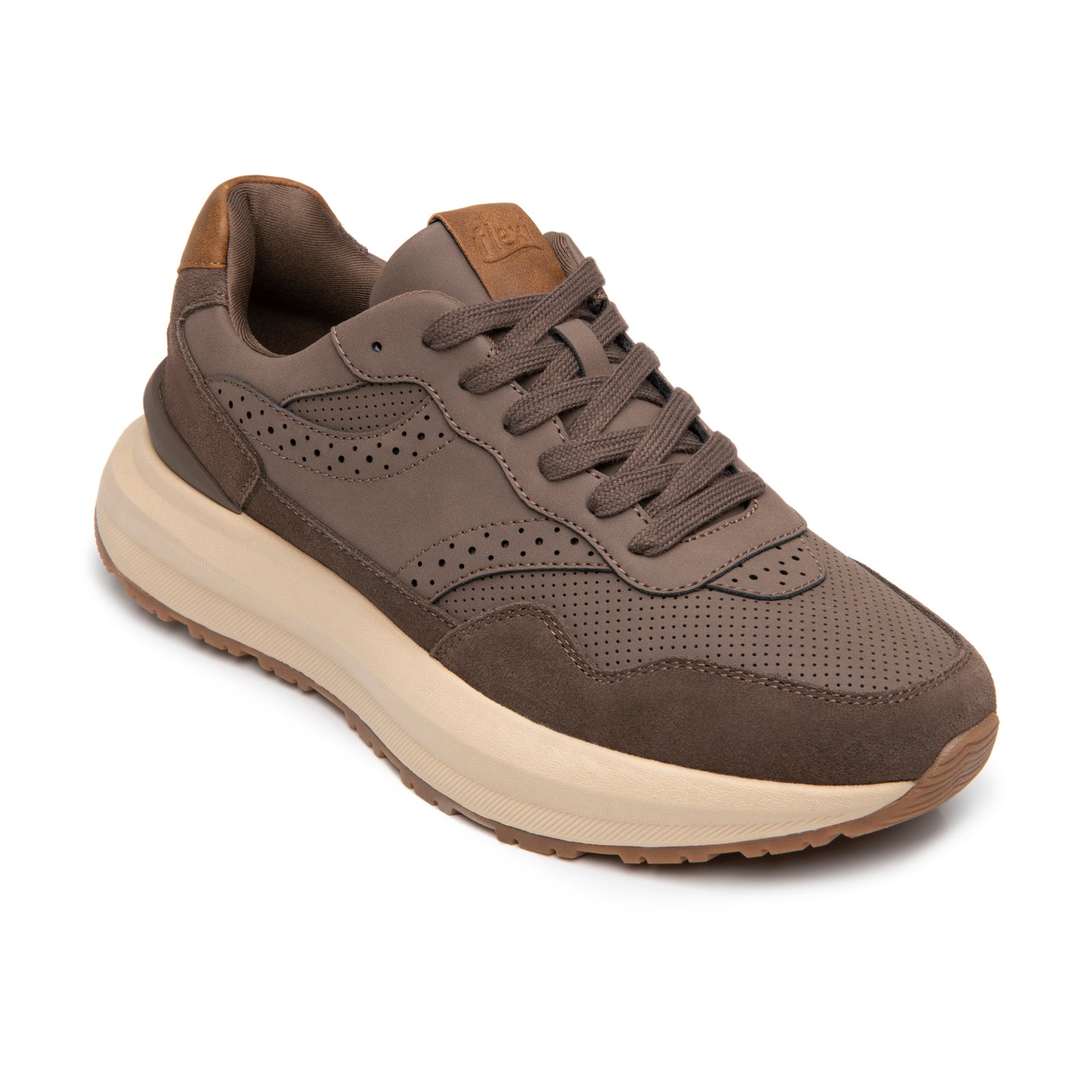 Tenis Confort Chunky Casual Para Caballero Flexi 420903 Café