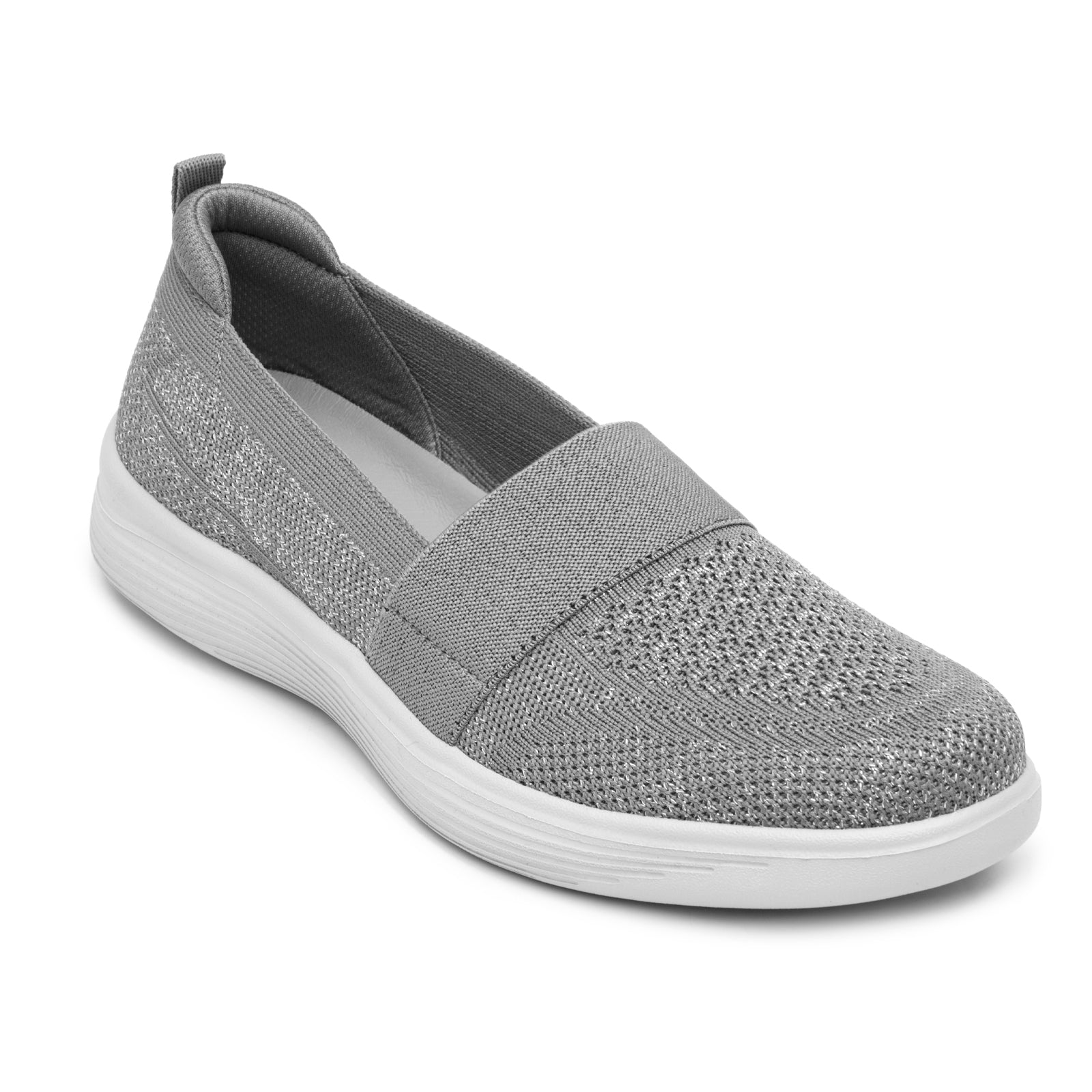 Tenis Sneaker Tejido Slip On Para Dama Flexi 104932 Gris