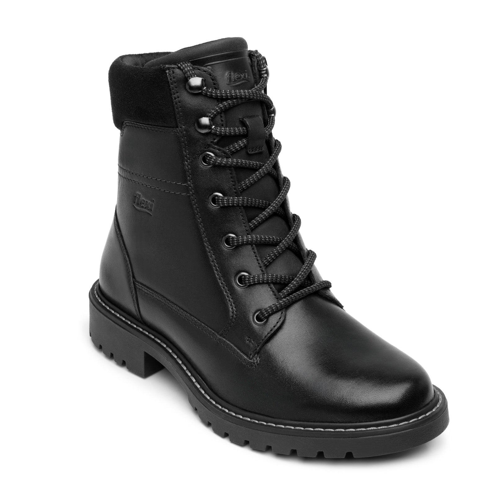 Bota Estilo Militar Con Cierre Lateral Casual Para Dama Flexi 37826 Negro
