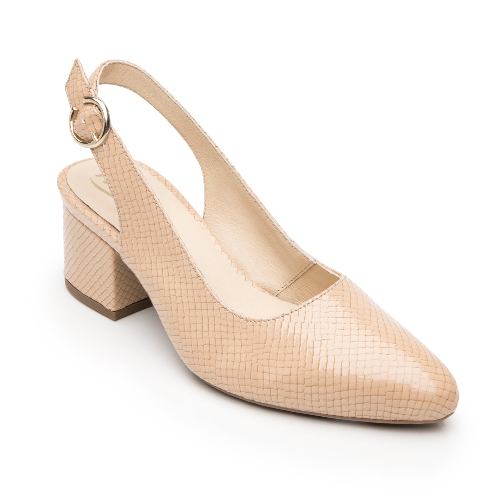 Zapatilla de Punta Tacón Medio Para Mujer Flexi 137503 Beige