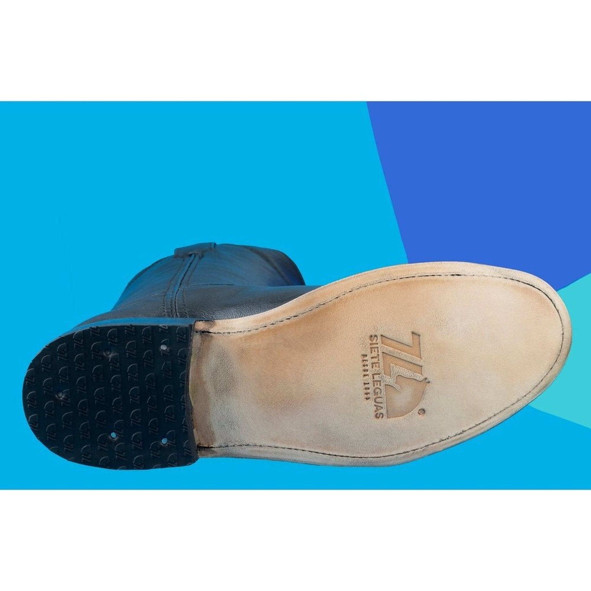 Bota Vaquera Siete Leguas 1000- Ctu Negro Con Suela De Cuero