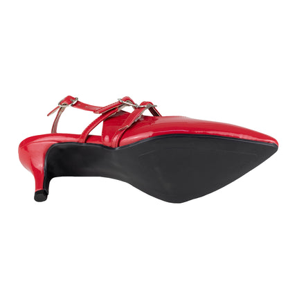 Zapatilla Destalonada Para Dama Lady Paulina 35503 Charol Rojo