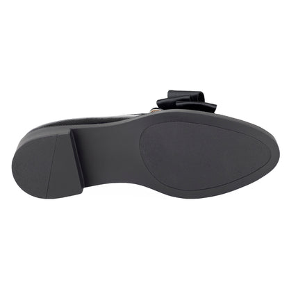 Mocasín Con Moño Para Dama Salamandra 323-3997-A Charol Negro