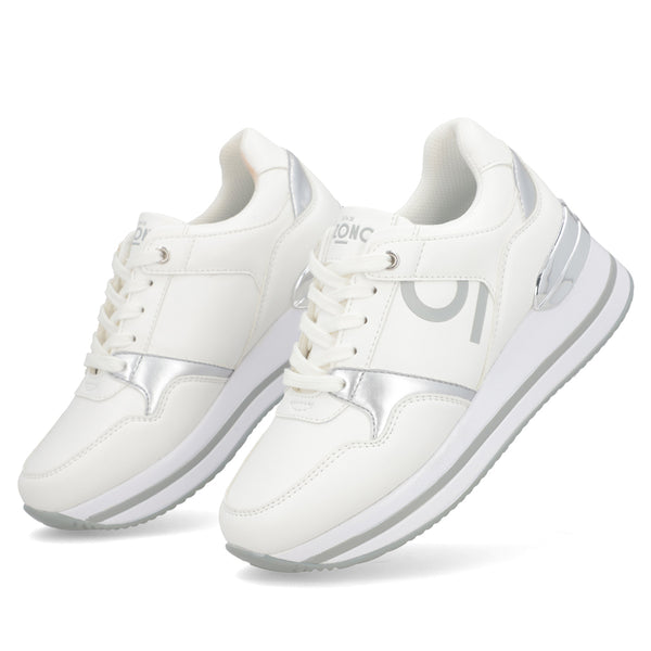 Tenis Sneaker Para Dama Capa de Ozono 616801 Blanco Plata