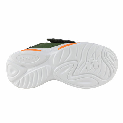 Tenis Con Luces Para Niño Charly 1079231 Olivo Naranja