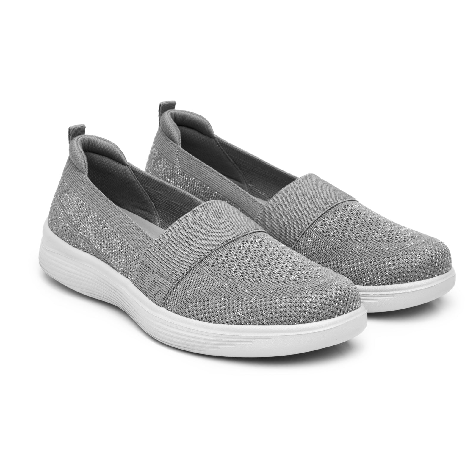 Tenis Sneaker Tejido Slip On Para Dama Flexi 104932 Gris