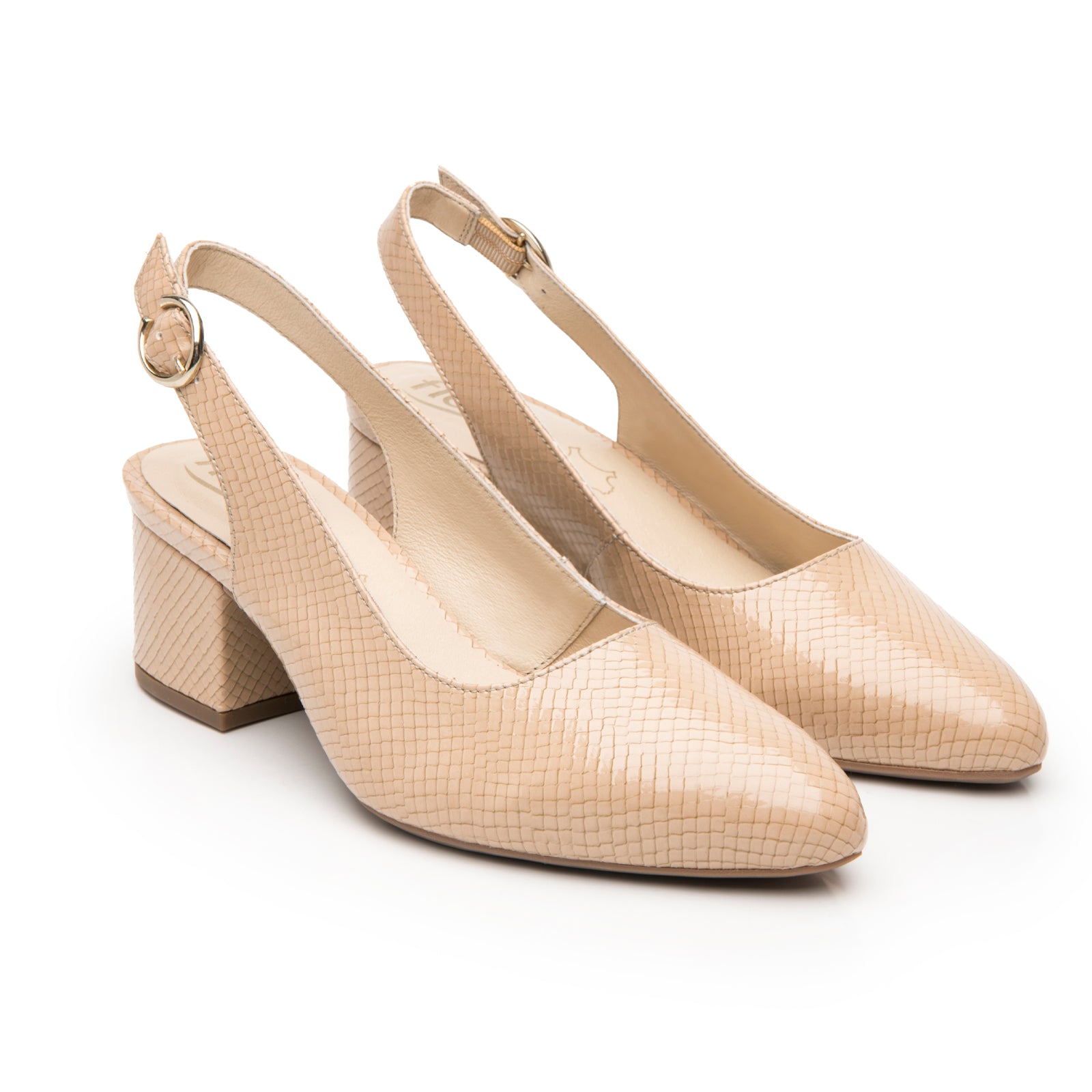 Zapatilla de Punta Tacón Medio Para Mujer Flexi 137503 Beige
