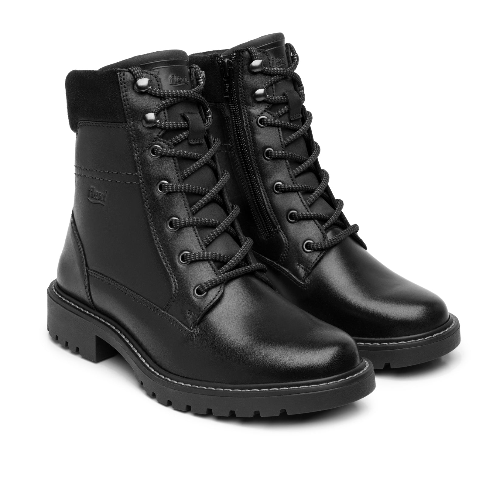 Bota Estilo Militar Con Cierre Lateral Casual Para Dama Flexi 37826 Negro