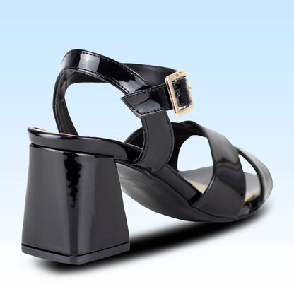 Sandalia De Tacón Dama Lady Paulina Cadiz 24322 Charol Negro